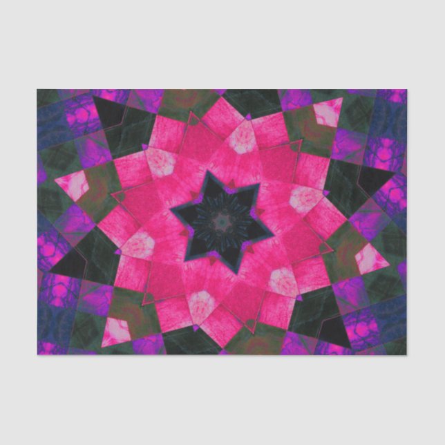 Papier Mousseline Kaleidoscope rose violet et noir (Recto)