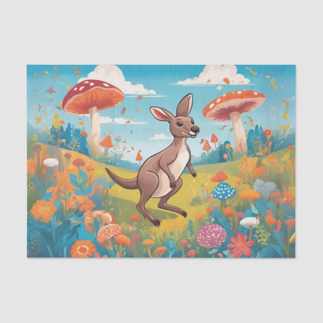 Papier Mousseline Kangaroo Champignons Jardin Découpage Tissu papier (Recto)