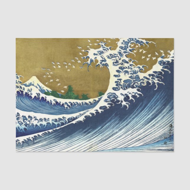 Papier Mousseline Katsushika Hokusai - Grande vague colorée (Recto)