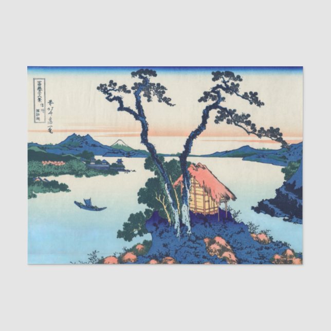 Papier Mousseline Katsushika Hokusai - Lac Suwa dans la province de  (Recto)