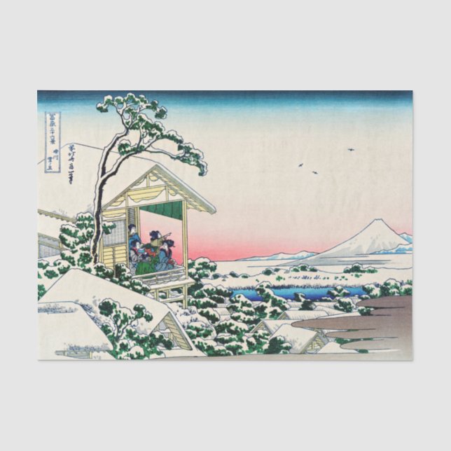 Papier Mousseline Katsushika Hokusai - Maison de thé à Koishikawa (Recto)