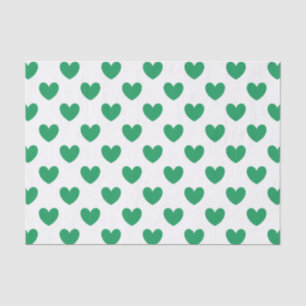 Papier Mousseline Kelly Coeurs polka vert sur blanc
