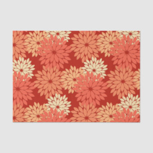 Papier Mousseline Kimono Floral Moderne Impression, Mandarin Orange
