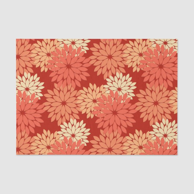 Papier Mousseline Kimono Floral Moderne Impression, Mandarin Orange (Recto)
