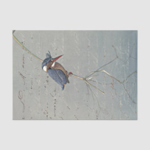 Papier Mousseline Kingfisher Réflexion Français Script Vintage Bird