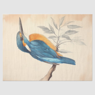 Papier Mousseline Kingfisher River Faune Découpage Vintage Imprimer