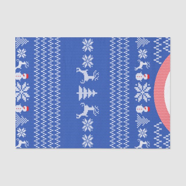 Papier Mousseline Knit bleu hiver Chandail de Noël personnalisé (Recto)