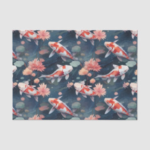 Papier Mousseline Koi Poisson Fleurs d'étang Découpage