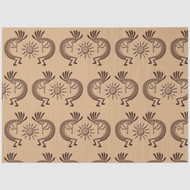 Papier Mousseline Kokopelli Golden Sun brun 2 découpage (Recto)