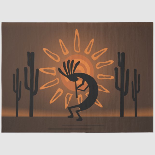 Papier Mousseline Kokopelli Sun Sud-Ouest Russe Découpage Brown (Recto)