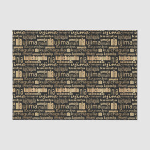Papier Mousseline Kwanzaa Sept Principes (Noir/Or)