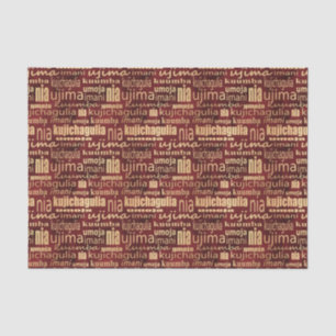 Papier Mousseline Kwanzaa Sept Principes (Rouge/Or)