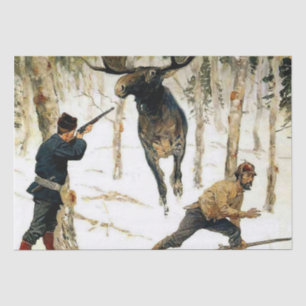 Papier Mousseline La chasse aux orignaux par Frederic Remington