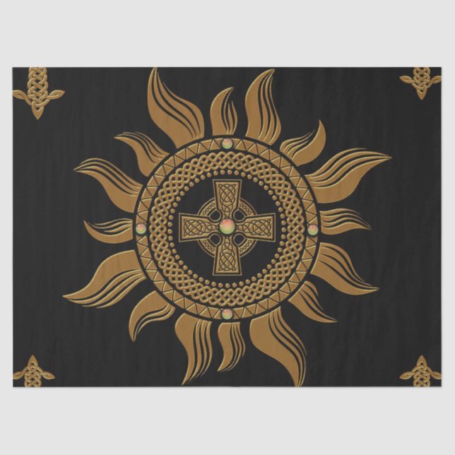 Papier Mousseline La croix céleste dorée. (Recto)