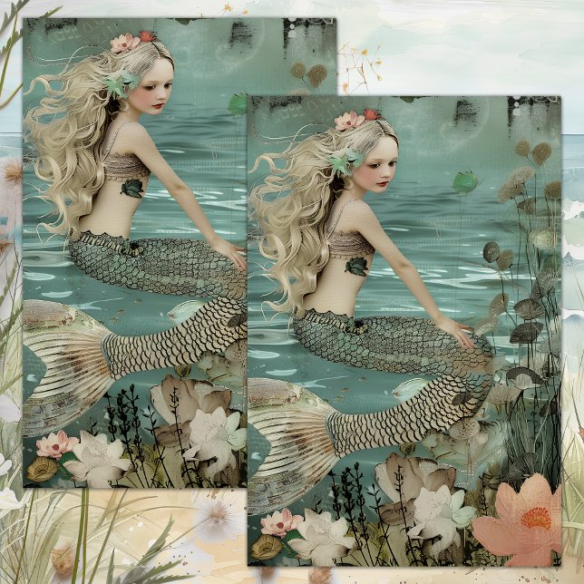 PAPIER MOUSSELINE LA DÉCOUPAGE DE L'ÉTANG DE LA MERMAID (THE MERMAID'S POND DECOUPAGE TISSUE PAPER)