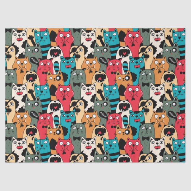 Papier Mousseline La foule des chats (Recto)