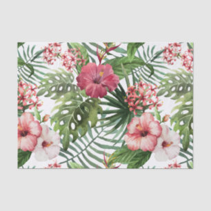 Papier Mousseline La ketmie tropicale fleurit le motif de feuillage