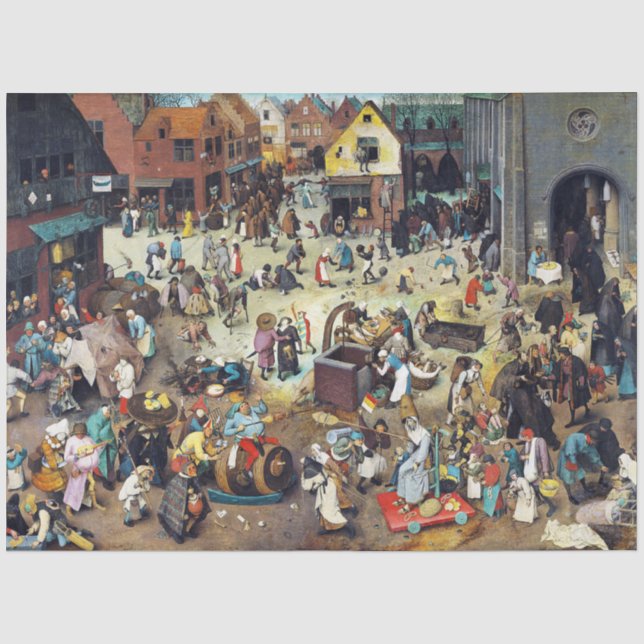 Papier Mousseline La lutte entre Carnaval et Carême, Bruegel (Recto)