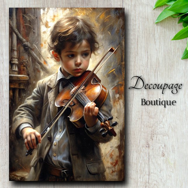 Papier Mousseline La mélodie de Prodigy du dénouement violoniste Vin (Prodigy's Melody Vintage Violinist Decoupage Tissue Paper By Decoupage Boutique)