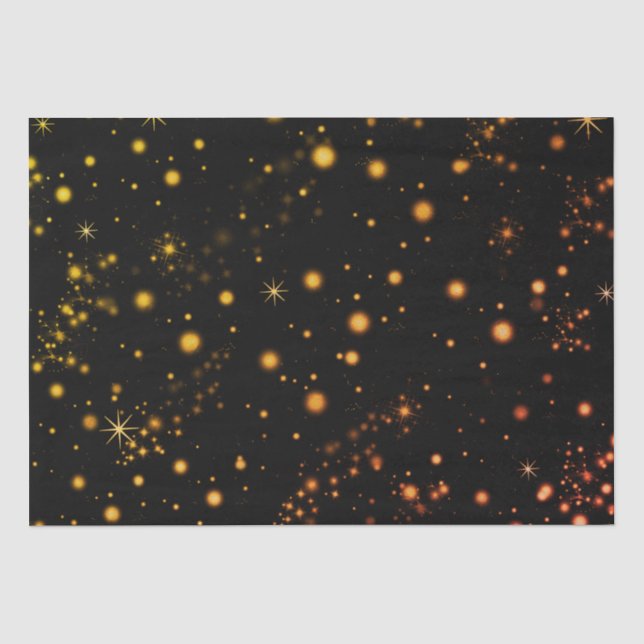 Papier Mousseline La nuit noire des étoiles jaunes d'or  (Recto)