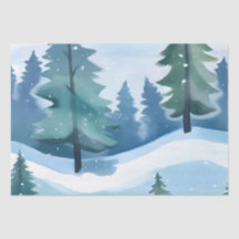 La pinède neigeuse | Aquarelle d'hiver
