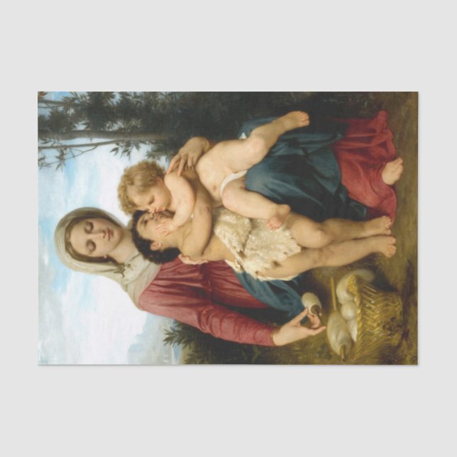 Papier Mousseline La Sainte Famille de Bouguereau, Découpage (Recto)