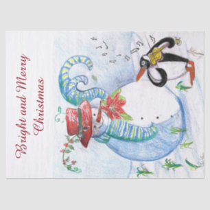 PAPIER MOUSSELINE LA SÉRÉNADE HIVERNALE DE SNOWMAN ET PENGUIN