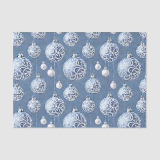 Papier Mousseline La série de boules de Noël bleues et argentées Des