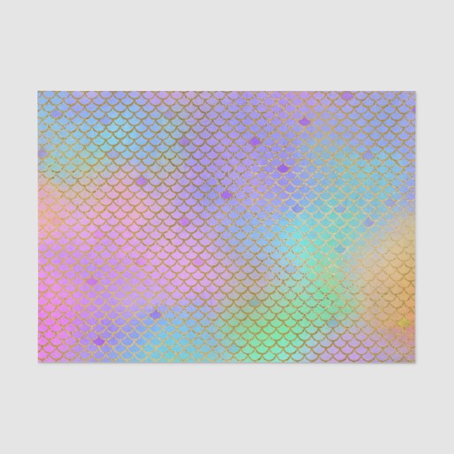 Papier Mousseline La sirène mesure le pastel d'or de fête (Recto)