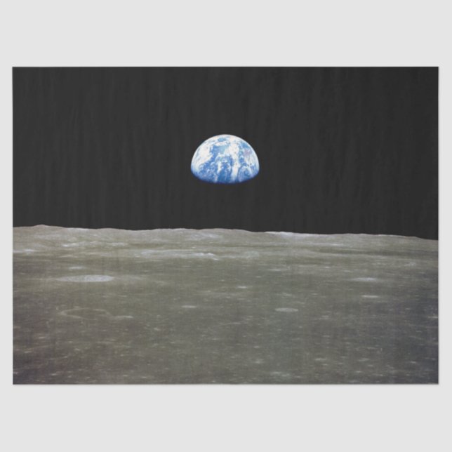 Papier Mousseline La Terre de Lune dans l'espace noir (Recto)