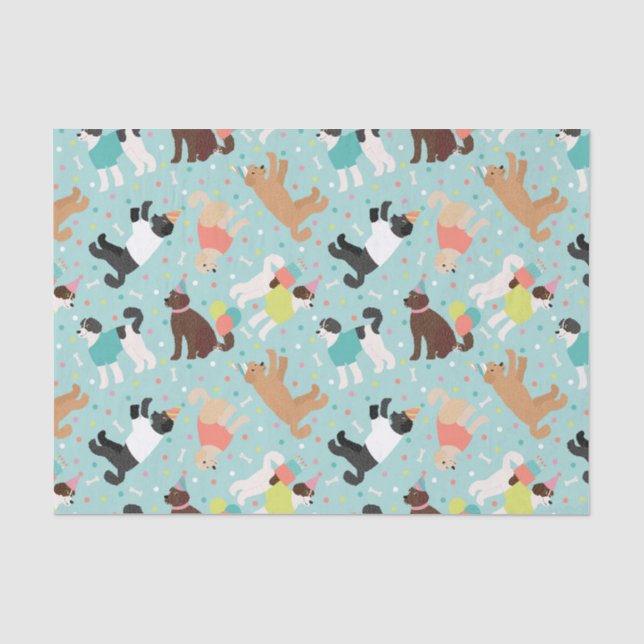 Papier Mousseline Labradoodle / Goldendoodle Anniversaire Party (Recto)