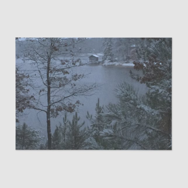 Papier Mousseline Lac tranquille winter (Recto)