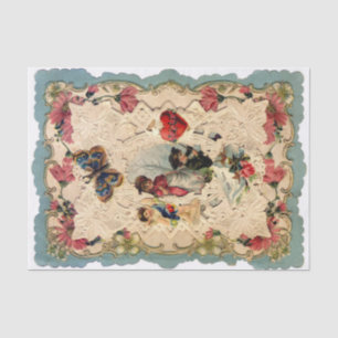PAPIER MOUSSELINE LACE ANTIQUE VALENTINE, CUPIDE, AMOUREUX ET BOUTTE