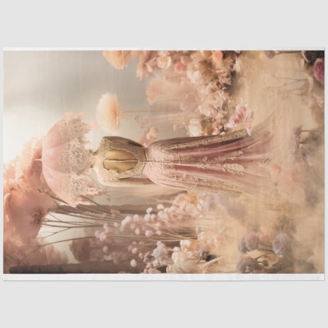 Papier Mousseline Lady et un parasol, Portrait d'Imaginaire rose (Recto)