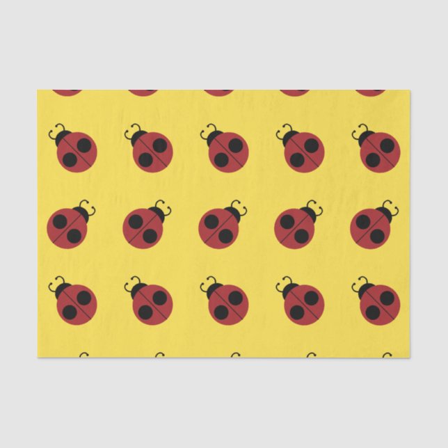 Papier Mousseline Ladybug 60s rétro cool rouge jaune (Recto)