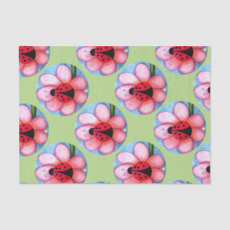Papier Mousseline Ladybug et Fleur rose