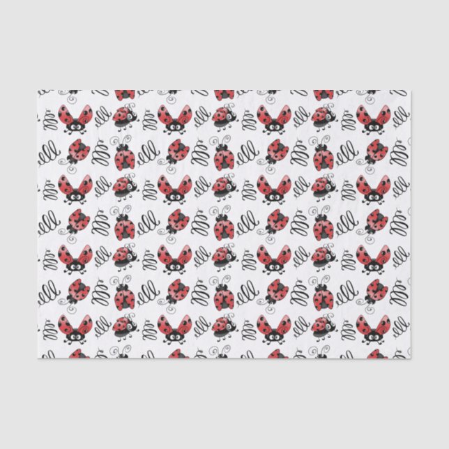 Papier Mousseline Ladybugs Whimsical et Squiggles (Recto)
