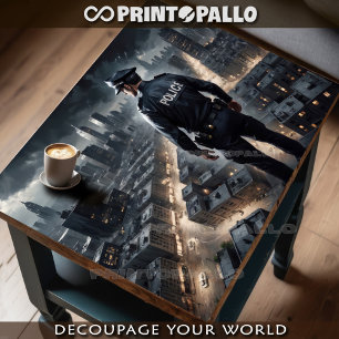 Papier Mousseline L'agent de police surveille la ville pour vous pro