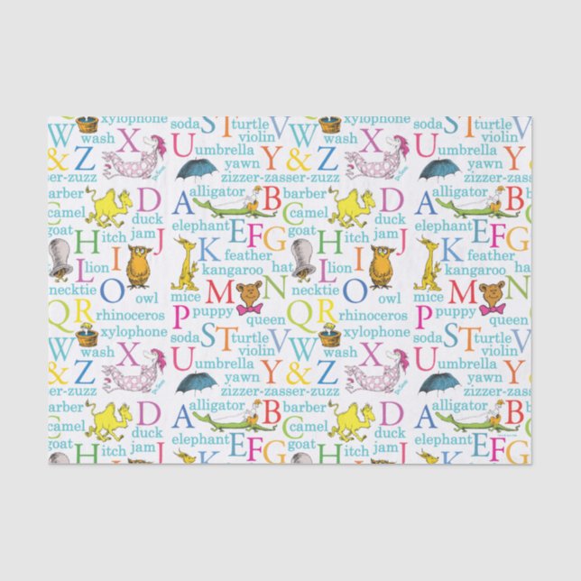 Papier Mousseline L'alphabet du Dr Seuss avec des mots (Recto)
