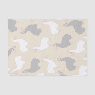 Papier Mousseline Lamas gris et blancs pelucheux