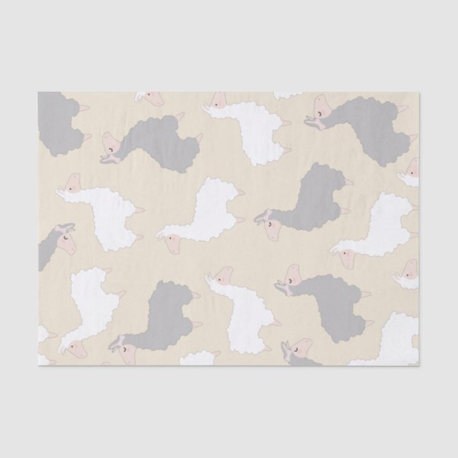 Papier Mousseline Lamas gris et blancs pelucheux (Recto)