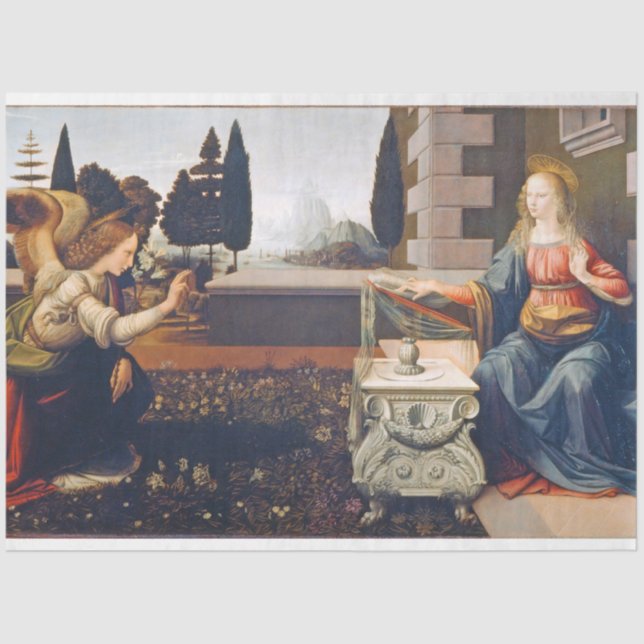 Papier Mousseline L'Annonciation, Léonard de Vinci, 1472-1473 (Recto)