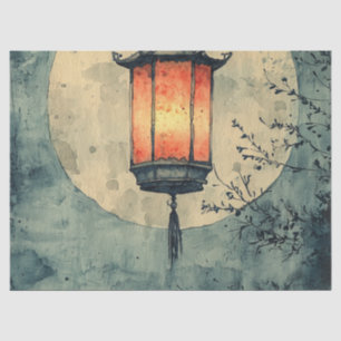 Papier Mousseline Lanterne éclairée par la lune Sumi-E Aquarelle (1)
