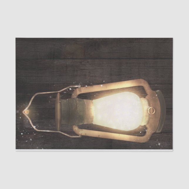 Papier Mousseline Lanterne Rustique Marron Bois de Grange Mariage (Recto)