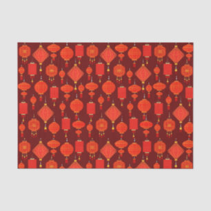Papier Mousseline lanternes chinoises rouges et or