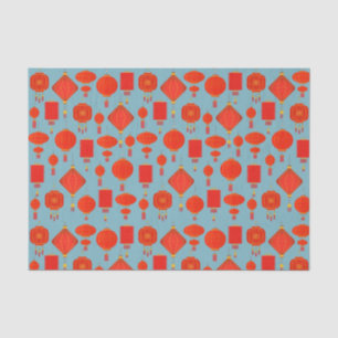 Papier Mousseline lanternes chinoises rouges et or