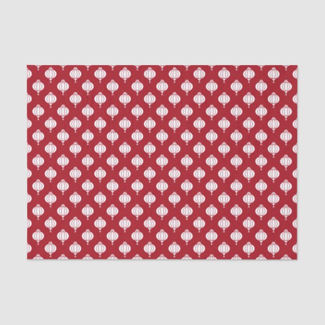 Papier Mousseline lanternes de papier blanc rouge motif oriental (Recto)
