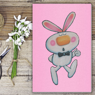 Papier Mousseline Lapin Blanc Caricature Laissant Les Pouces Vers Le