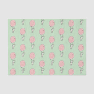 Papier Mousseline Lapin Blanc tenant un ballon rose