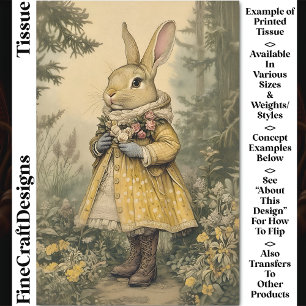 Papier Mousseline Lapin Cottagecore, Fleurs, Découpage Jaune CK5
